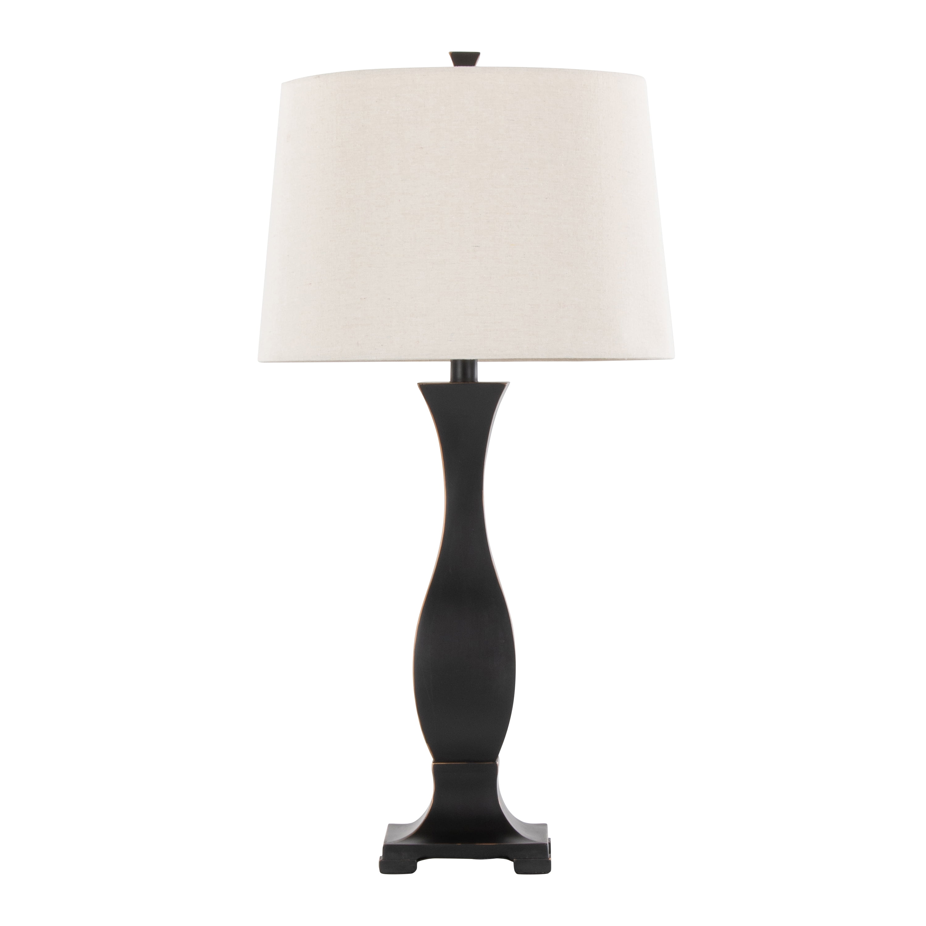Newest 29" Contemporary 2-Piece Table Lamp Set, Oil Rubbed Bronze Polyresin with Oat Linen Shade