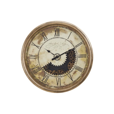 Clocks - 30 Round - Gear Mechanism - Large - Wall Clock - Antique Gold