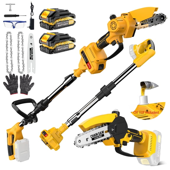 Tanbaby Cordless Pole Saw, 8 Inch Brushless Mini Chainsaw with Extension Pole, with 2 x 3.0Ah Battery for Trimming Tree Limbs, Ideal Gift for Men Dad Husband Fathers