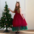 thumbnail image 2 of Kids Children Christmas Sleeveless Patchwork Color Princess Dress Party Performance Dress, 2 of 5