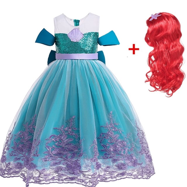 Disfraz de princesa para niñas, disfraz de sirena pequeña, vestido de fiesta de carnaval, vestido de baile de Halloween, 4-10 años Fivean unisex
