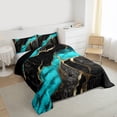 thumbnail image 3 of Homewish Adult Fashion Marble Queen Comforter Set, Black Cyan Abstract Ombre Bedding Sets, Modern Artwork Reversible Bedding Comforter Set, Luxury Bedroom Decor, 3pcs, 3 of 8