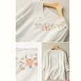 thumbnail image 4 of OIOLOYJM Women's Linen Blend Floral Embroidery Half Sleeve Blouse Casual Loose Tops Summer Shirts White XL, 4 of 4
