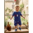 thumbnail image 5 of Cenuakty 2Pcs Toddler Boy Outfit Independence Day Short Sleeve Crew Neck Star Print Tops and Shorts Set, 5 of 9