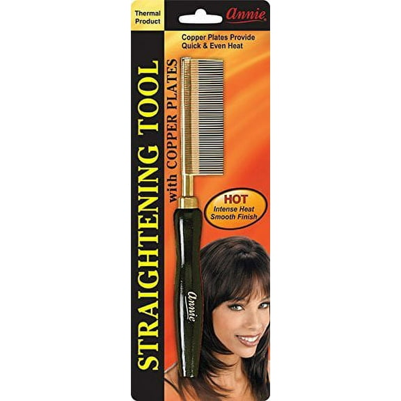 Hot & Hotter Copper Plate Fine Teeth Thermal Hair Straightening Comb, 1 Count, Black & Gold