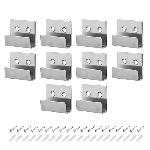10 Pcs Wall Mounted Hook Robe Single Clothes Hanger With Screws, Stainless Steel