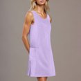 thumbnail image 6 of UVEASISHA Womens Eyelet Summer Dresses Sleeveless Crew Neck Mini Dresses Loose Casual Sundress with Pockets Purple L, 6 of 10