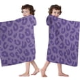 thumbnail image 4 of Purple Leopard Print Hooded Bath Towel，60"x35" for Ages 3 To 12 Kids, Quick Dry Lightweight Soft Microfiber Hood Beach Towel Cover Up for Kids, 4 of 7