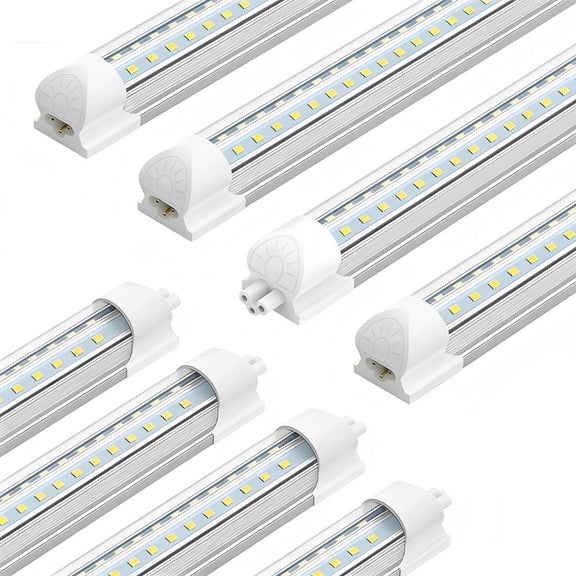 JESLED V Shape T8 8ft LED Shop Light Fixture Linkable, 72w 6000K Cool 8-Pack