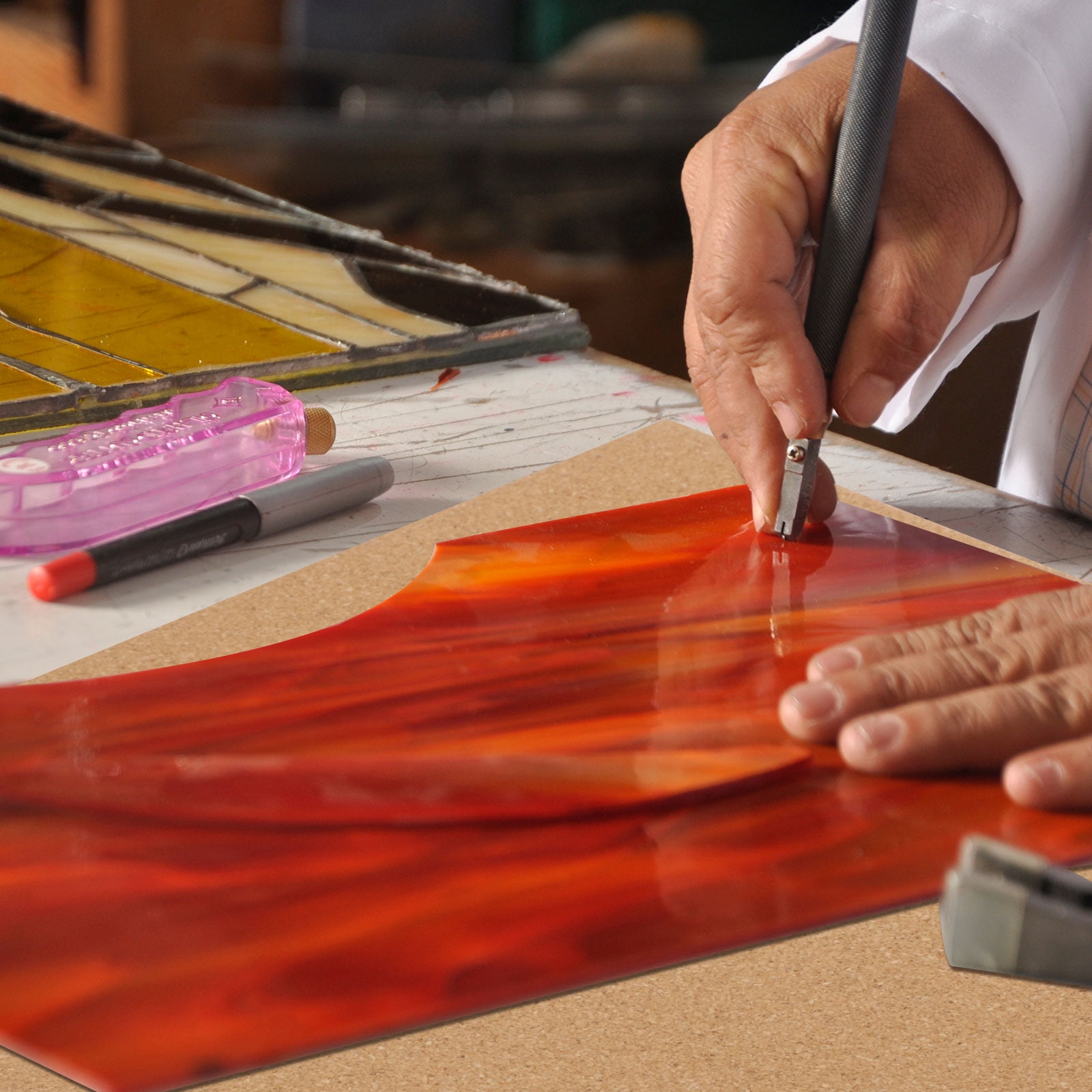 12" x 12" Stained Glass Supplies and Tools, 4 Pcs 1/3" Thick Heat Resistant Work Surface Stained Glass Cutting Board Cutting Mat for DIY Handicrafts