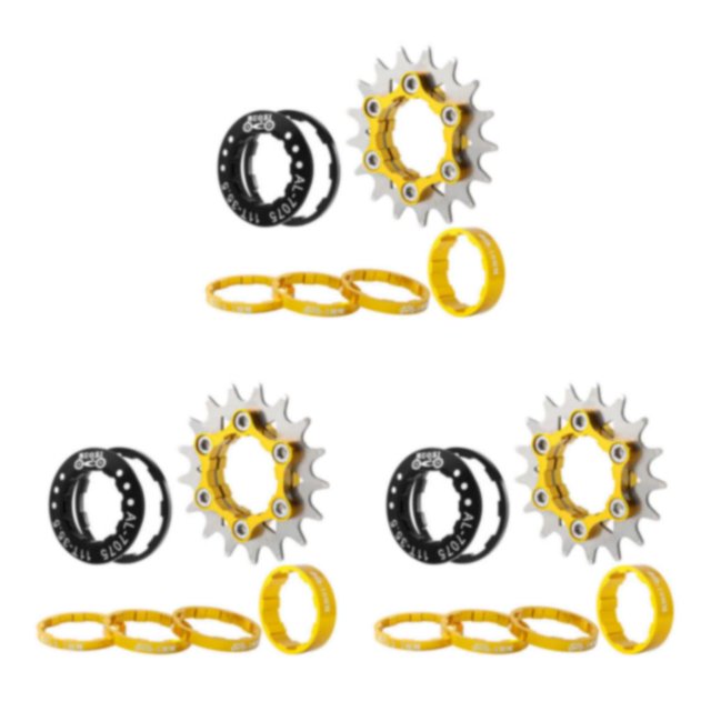 maskred Single 1 Speed Cassette Cog Reliable Fixed Gear Conversion Set for 7-10s Hubs Gold 17T 3Set
