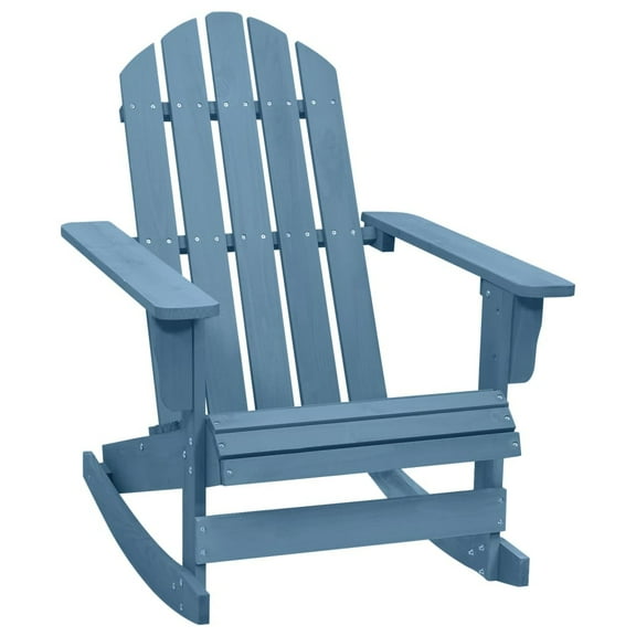VidaXL Solid Print Fir Wood Outdoor Weather Resistant Rocking Chair, Blue