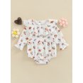 thumbnail image 2 of Qmyliery Baby Girls Rompers, Long Sleeve Floral Patterns One-Piece, Infant/Toddler Snap Triangle Bottom Jumpsuit, 2 of 9
