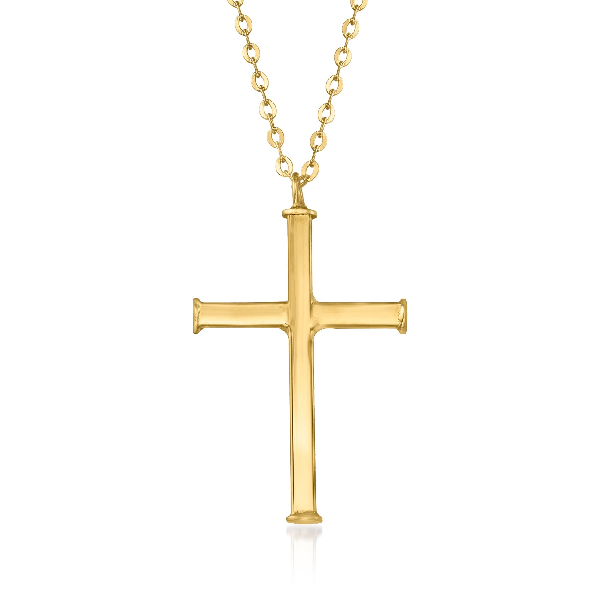 Ross-Simons Italian Cross Necklace in 14kt Yellow Gold, Women's