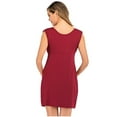 thumbnail image 4 of Daqian Maternity Dresses Women's Maternity Pregnancy Sleeveless O-neck Solid Color Dress Plus Size Maternity Clothes on Wine XL(XL), 4 of 7