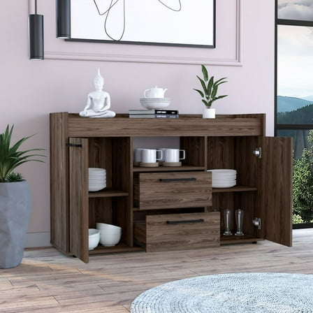 Newboti Furniture Chapella 2-Drawer Sideboard Dark Walnut 23726