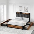 thumbnail image 3 of CazToi Full Size Platform Bed with Charging Headboard & 4 Storage Drawers Linen Upholstered No Box Spring Needed, 3 of 7