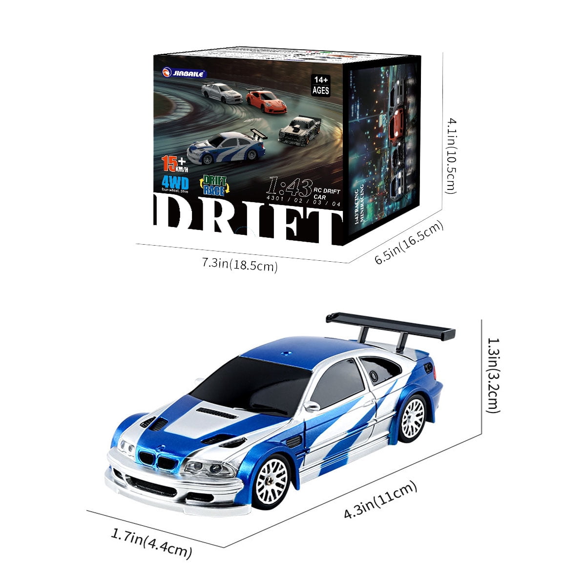 1:43 Scale Mini 4WD Drift RC Car High Speed Professional Racing Vehicle,Wireless Remote Control Toy for Boys, Kids Gift Race Car