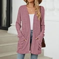 thumbnail image 2 of Yuanlong Womens Cardigans Spring Long Plain Full Sleeve Open Front Knitted Cardigan Casual Outwear Sweater With Pockets, 2 of 9