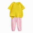 thumbnail image 2 of Cethrio Girls Cotton Outfit Sets, 2 Piece Summer Casual Short Sleeve Girls Clothing sets Yellow Size 10-12, 2 of 7