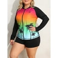 thumbnail image 4 of Charmo Womens Plus Size Long Sleeve Rash Guard Top Zipper Sufing Swim Shirt, 4 of 5