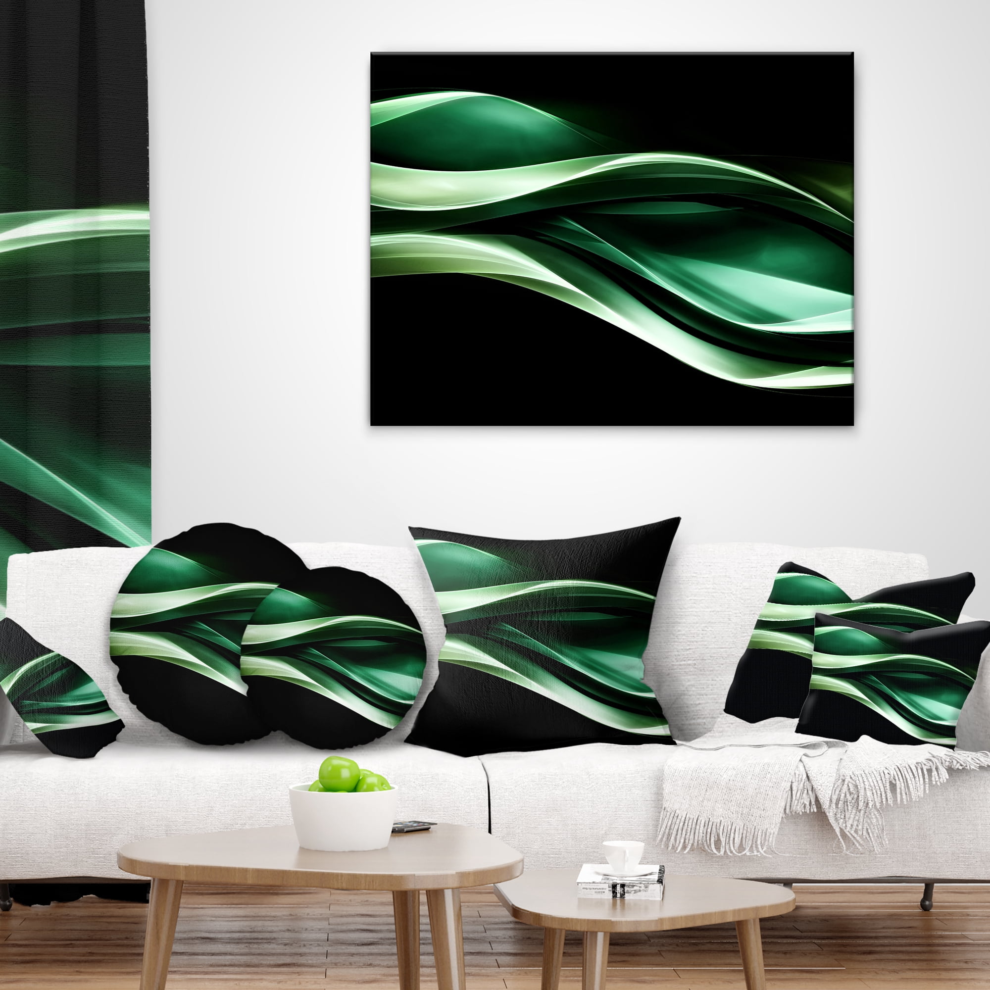 Designart Glittering Green Pattern - Abstract Throw Pillow - 16x16