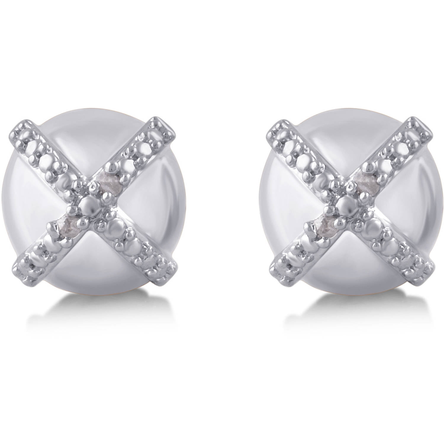 Diamond Accent Silver Tone "X" Stud Earrings