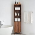 thumbnail image 3 of 70" Tall 2 Pack Freestanding Bathroom Storage Cabinet with Adjustable Shelves, Arched Decor & Anti-Slip Feet, Walnut Space-Saving Organizer for Living Room, 3 of 10