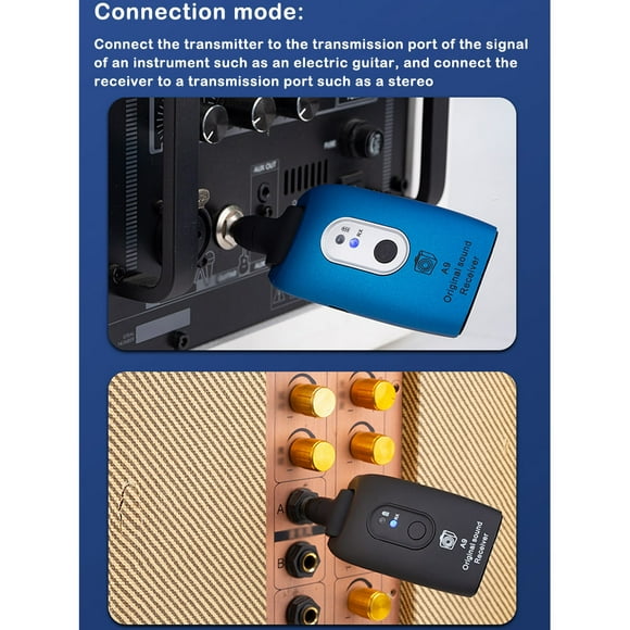 Langgg Sans Fil 20Hz-20kHz Émetteur Portable Léger Récepteur Rechargeable Intégré USB Convertisseur Basse Électrique Pièces Bleu
