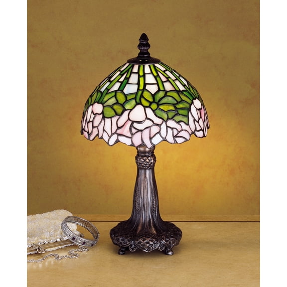30312 Meyda 13" High Tiffany Cabbage Rose Mini Lamp