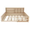 thumbnail image 4 of Leumius Full Size Floor Montessor Bed with Storage Shelves,Wood Low Bed with Semi-enclosed Guardrail and Headboard, Footboard, Space Saving, No Box Spring Required,Natural, 4 of 8