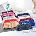 thumbnail image 3 of Carteras de embrague plisadas de satén para mujer Carteras de noche para bodas y fiestas Púrpura brillar Juguete, 3 of 4