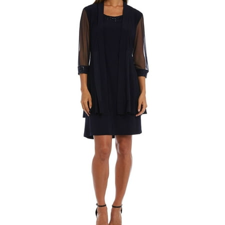 R & M Richards Womens Embellished Jacket, Blue, Petite, 12P