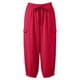 thumbnail image 5 of Pantalones de Lino Mujeres Color Sólido Cintura Elástica Pantalones de Ropa de Trabajo Casual Longitud Del Tobillo Verano, 5 of 8