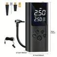 thumbnail image 3 of 150PSI Cordless Tire Inflator - USB Rechargeable Portable Air Compressor with Digital Gauge & LED Light, Fast Inflation for Cars, Bikes, Motorcycles & Sports Equipment, Car Tire Air Pump, 3 of 14
