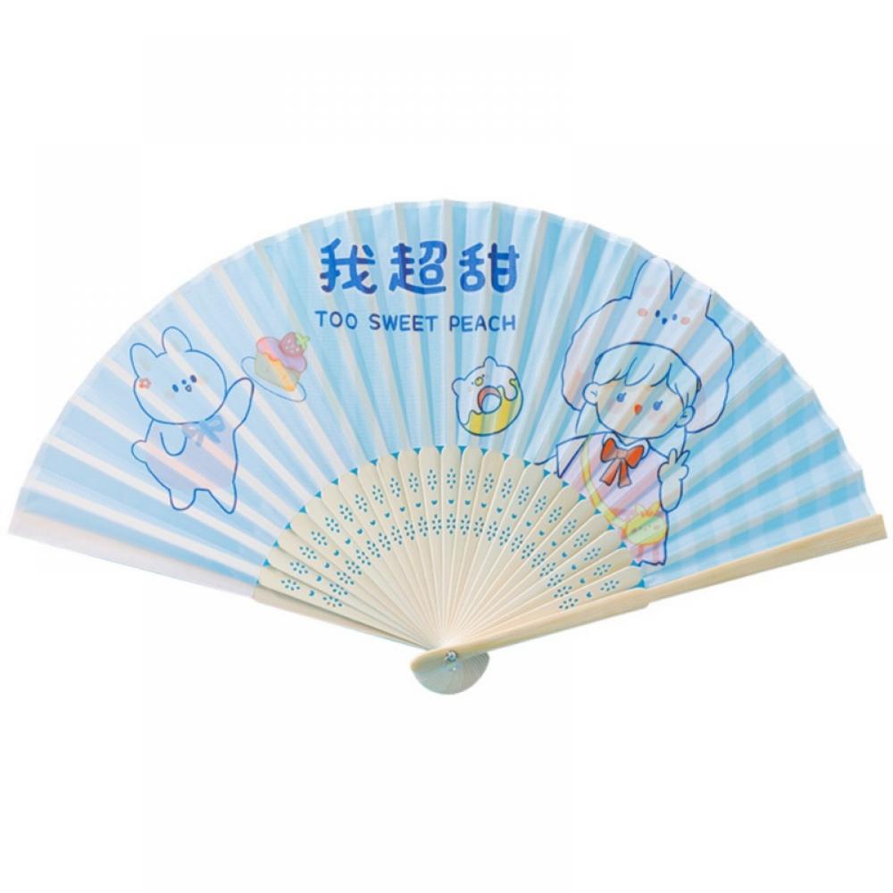 Handheld Fan Ribbed Folding Fan Fabric Hand Folding Fan, Vintage Handheld Fan, Chinese ...