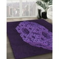 thumbnail image 3 of Ahgly Company Machine Washable Indoor Round Transitional Deep Purple Area Rugs, 8' Round, 3 of 7