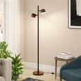 thumbnail image 4 of Evelyn&Zoe Jex 2-Light Floor Lamp with Metal Shade, Blackened Bronze/Copper/Copper, 4 of 13
