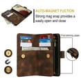 thumbnail image 2 of for Samsung Galaxy A12 5G Wallet Case with Card Holder for Women Men, Phone Case RFID Blocking PU Leather Flip Shockproof Cover with Shoulder+Wrist Strap Zipper Credit Card Slots Stand,Brown, 2 of 7