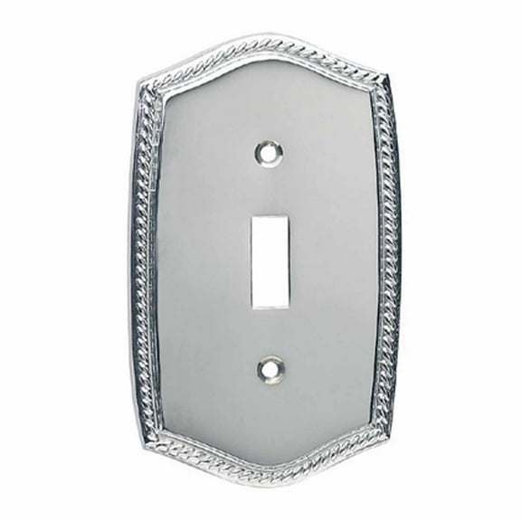 Chrome Plated Brass Toggle Switch Plate Decorative Roped Style Wall Plate 5" H x 3.38" W Standard Size Switch Plate Single Toggle/Dimmer Switch Plate Renovators Supply