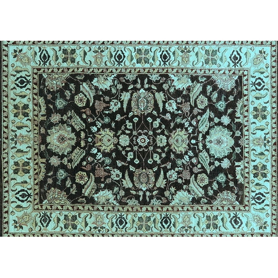 Ahgly Company Indoor Rectangle Oriental Light Blue Industrial Area Rugs, 3' x 5'