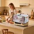 thumbnail image 3 of Renewold Toaster Oven Cover Dust Protection Easy Clean Microwave Oven Air Fryer Dust Cover Polyester Kitchen Countertop Appliance Protector, 20.5 x 16.5 x 10 Inches, Peach Blossom Wood Grain, 3 of 7