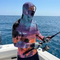 thumbnail image 7 of Men's UPF 50+ Sun Hoodie Long Sleeve Hooded Fishing Shirt Palm & Ocean Scenic Pullover Cooling Ice Silk Breathable Quick-Dry Moisture Wicking 4-Way Stretch for Commute Fishing Hiking Purple L, 7 of 7