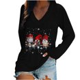 thumbnail image 1 of Camiseta de manga larga con estampado navideño informal con cuello en V para mujer a la moda Fridja  FKASFK3280, 1 of 4