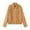 Khaki, variant on Vintage Suede Long Sleeve Moto Jacket for Women, Snap Closure Zip Pockets Ribbed Hem, Retro Street Style Fall Outerwear, 1 Piece, S-L