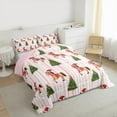 thumbnail image 4 of Manfei Cute Cartoon Horse Queen Comforter Set for Kid, Green Christmas Tree Bedding Sets, Red Santa Claus Hat Reversible Bedding Comforter Set, Super Cozy Room Decor, 3 Pieces, 4 of 9