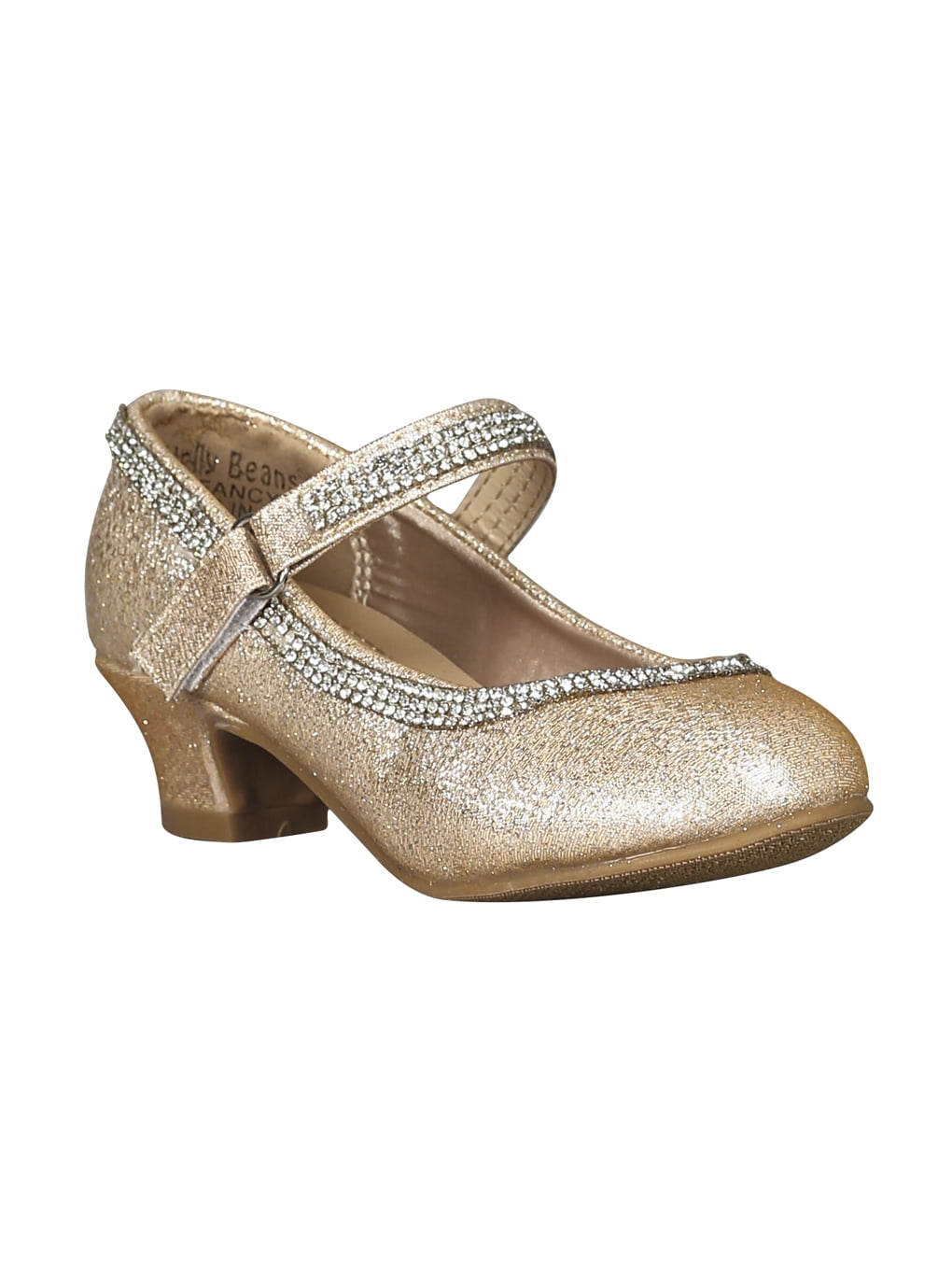 Jelly Beans Girl Glitter Rhinestone Bow Mary Jane Kitten Heel Pump
