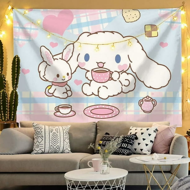 Sanrio dibujos animados Cinnamoroll tela colgante hogar habitación dormitorio Fondo tela sala de estar vacaciones decoración de fiesta de cumpleaños