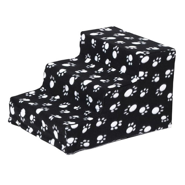 Rampa de espuma para perros con cubierta suave y extraíble, escalera de 3 escalones para entrenamiento de mascotas Negro