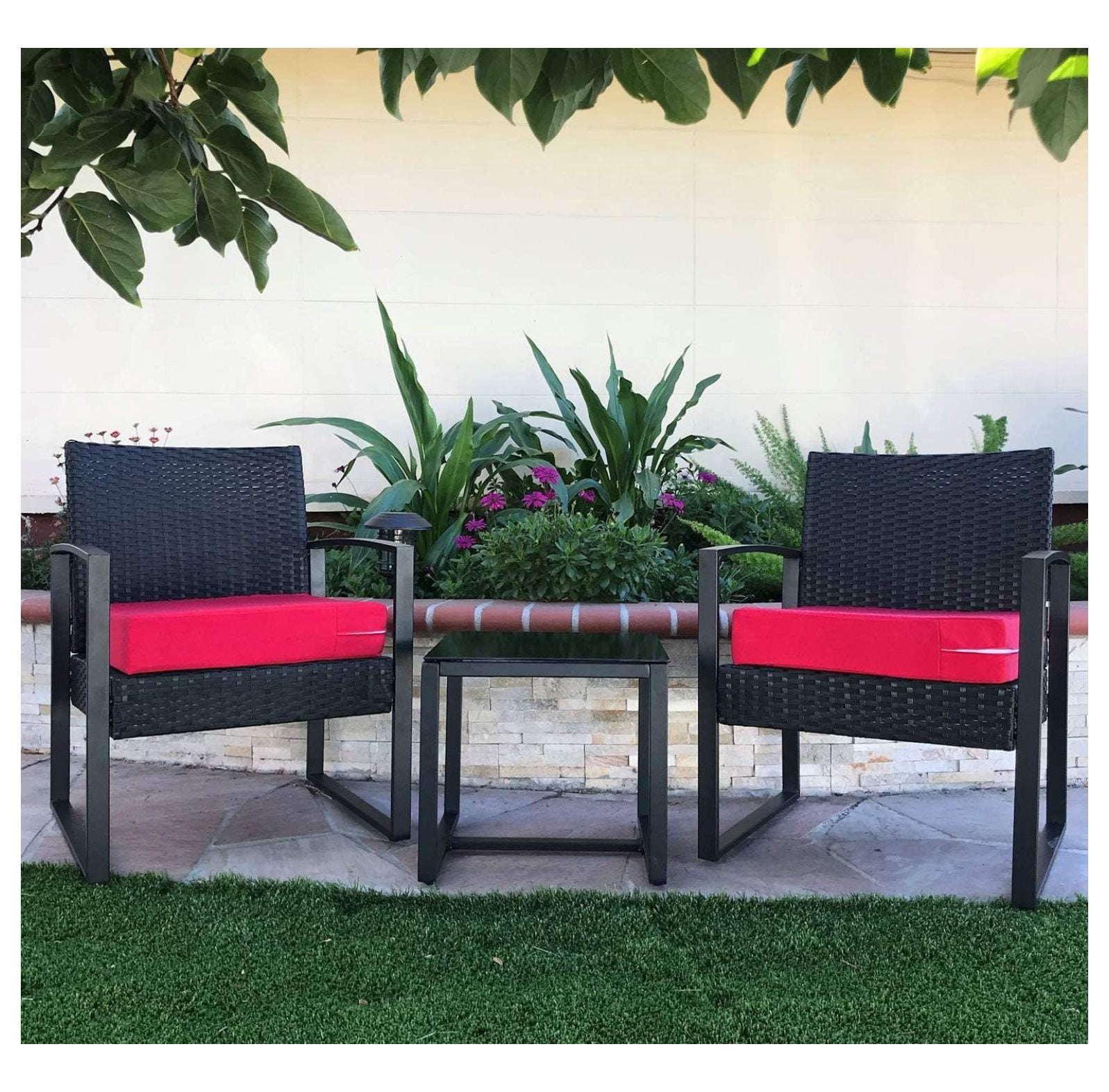 Indoor Outdoor Water High UV Resistant Patio Chair Cushion Cover (Lava Red, 22"x20"x4" (4 Covers))